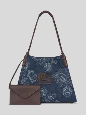 Medium Libra Tote Bag In Jacquard Denim