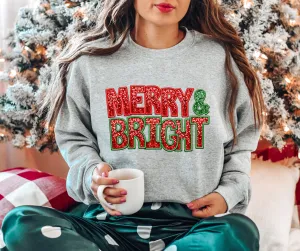 Merry & Bright Grey Sweatshirt