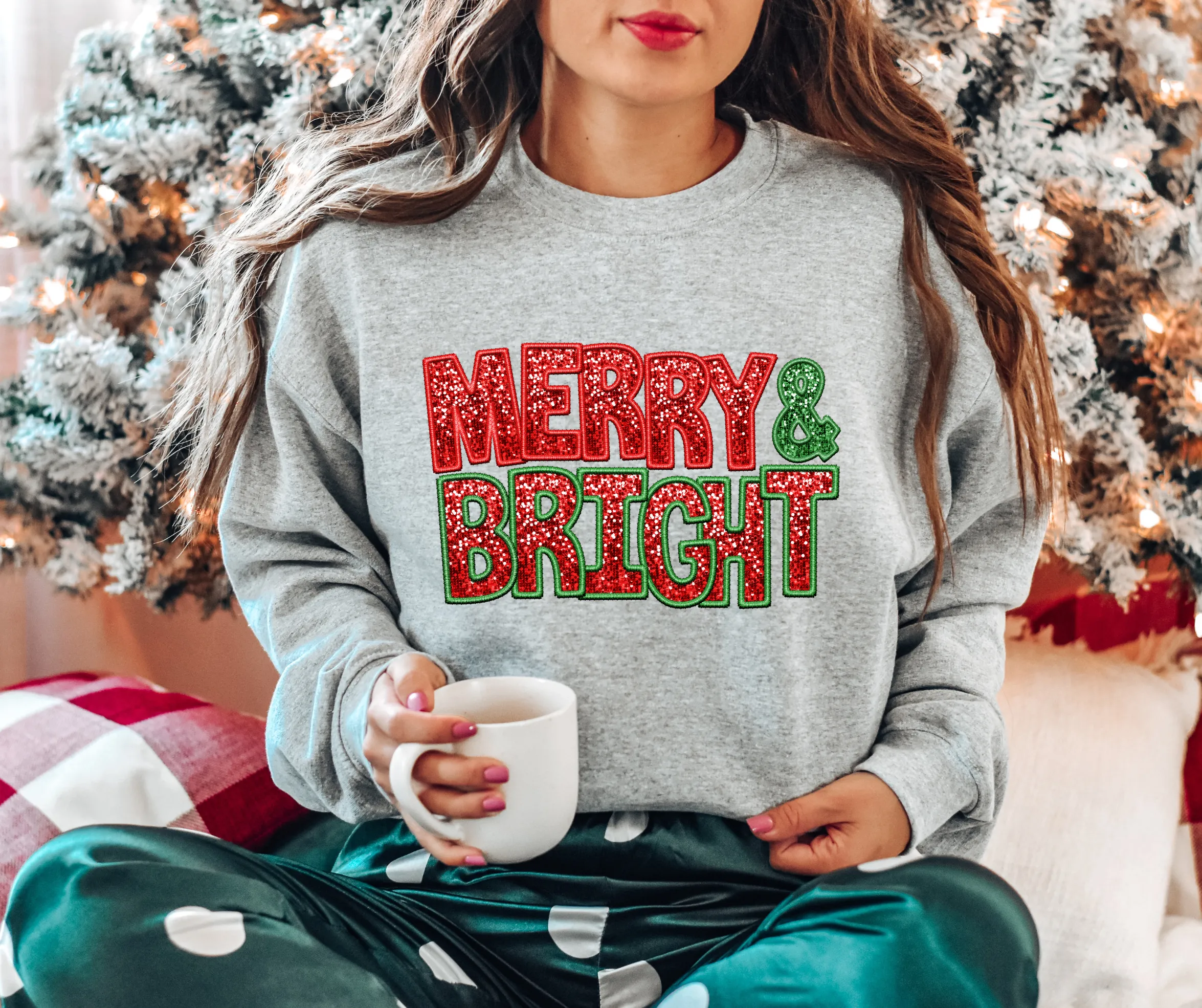 Merry & Bright Grey Sweatshirt
