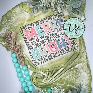 {Merry   Bright} distressed tee