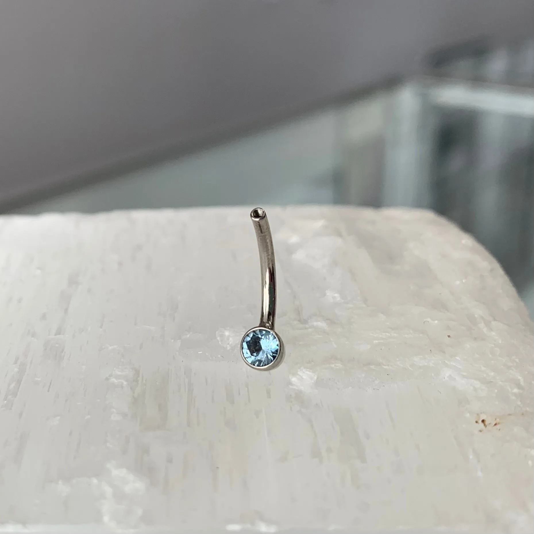 Mini Bezel Navel Curve Shaft with Swarovski Zirconia or Opal