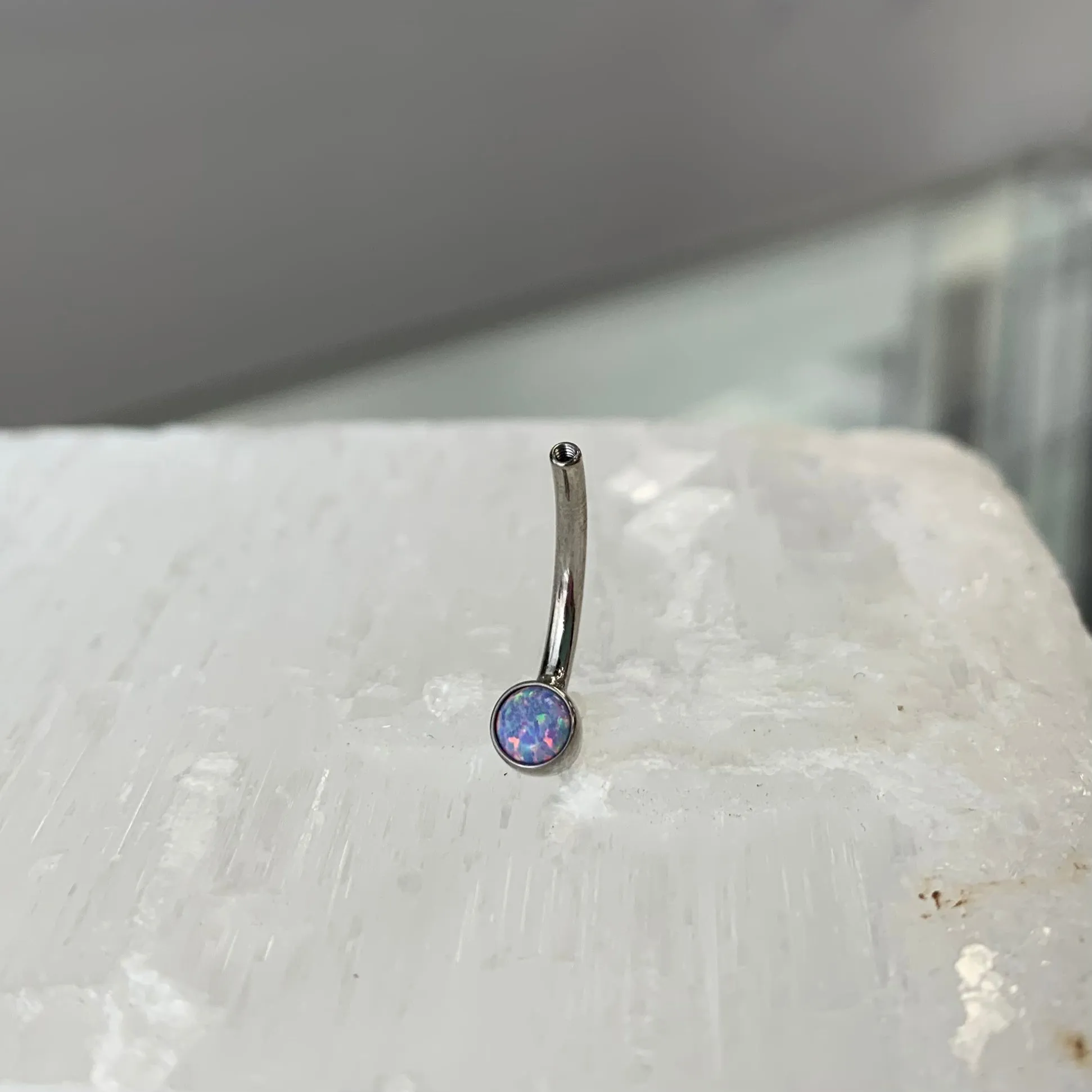 Mini Bezel Navel Curve Shaft with Swarovski Zirconia or Opal