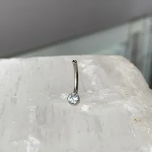 Mini Bezel Navel Curve Shaft with Swarovski Zirconia or Opal