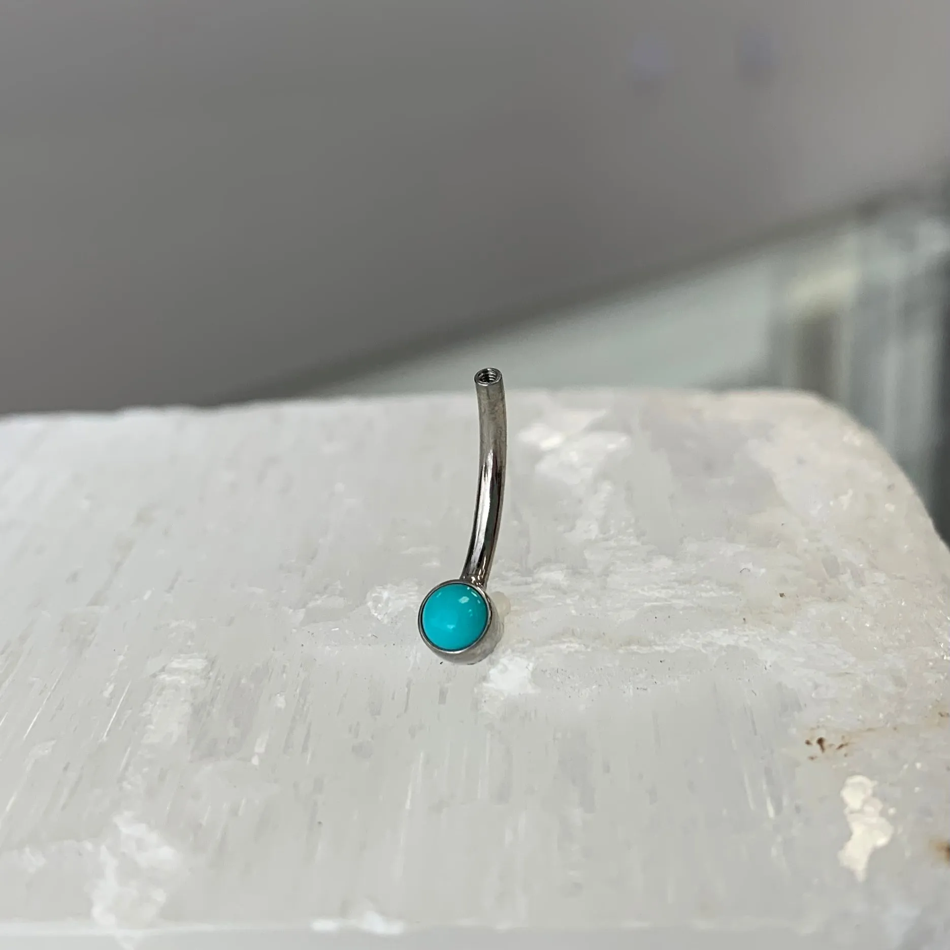 Mini Bezel Navel Curve Shaft with Swarovski Zirconia or Opal