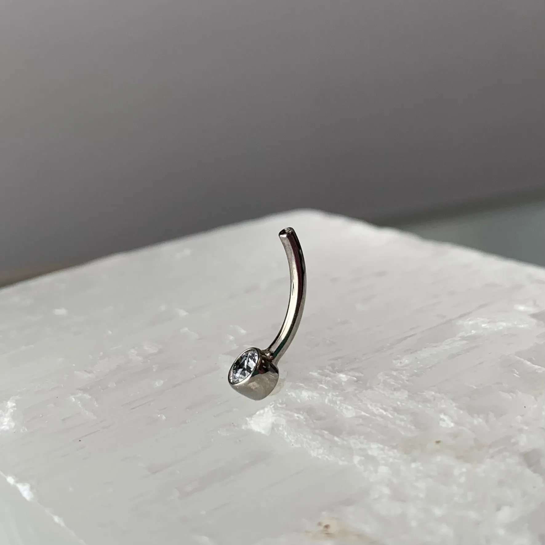 Mini Bezel Navel Curve Shaft with Swarovski Zirconia or Opal