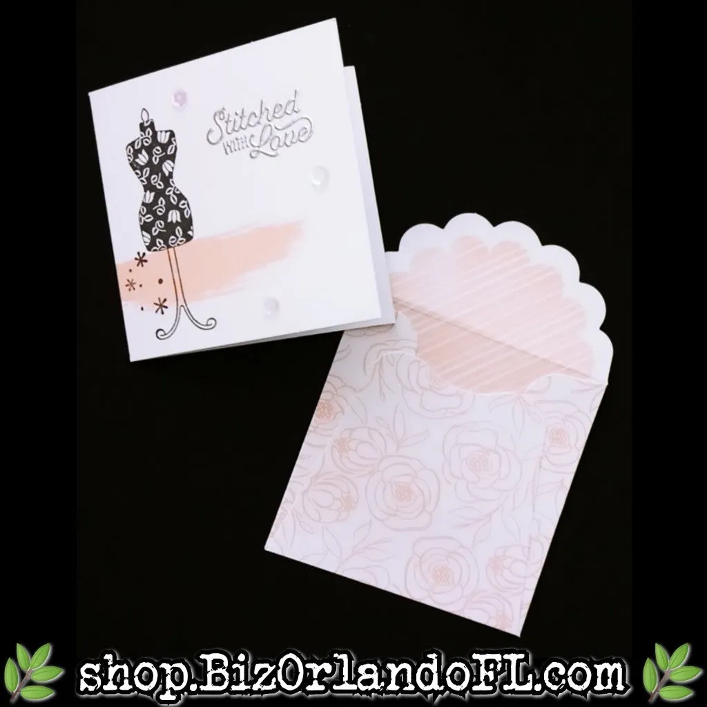 MINI CARDS: Stitched With Love Handcrafted Embossed Greeting Cards Set of 3 by Kathryn McHenry