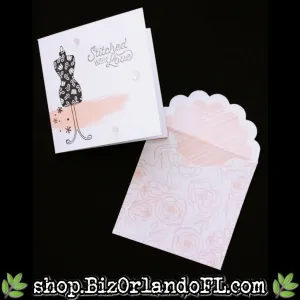 MINI CARDS: Stitched With Love Handcrafted Embossed Greeting Cards Set of 3 by Kathryn McHenry