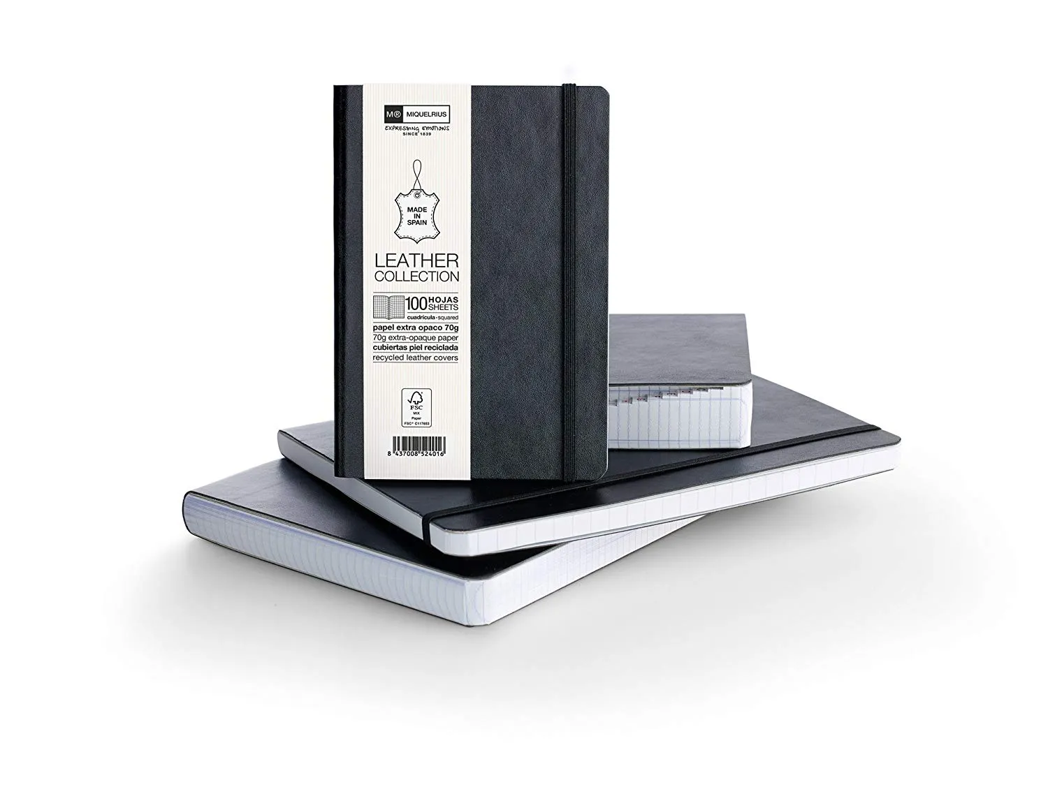 Miquelrius Flexible Handmade Leather Journal 300 Graph Sheets/600 Pages, (6 x 8) / Elastic closure