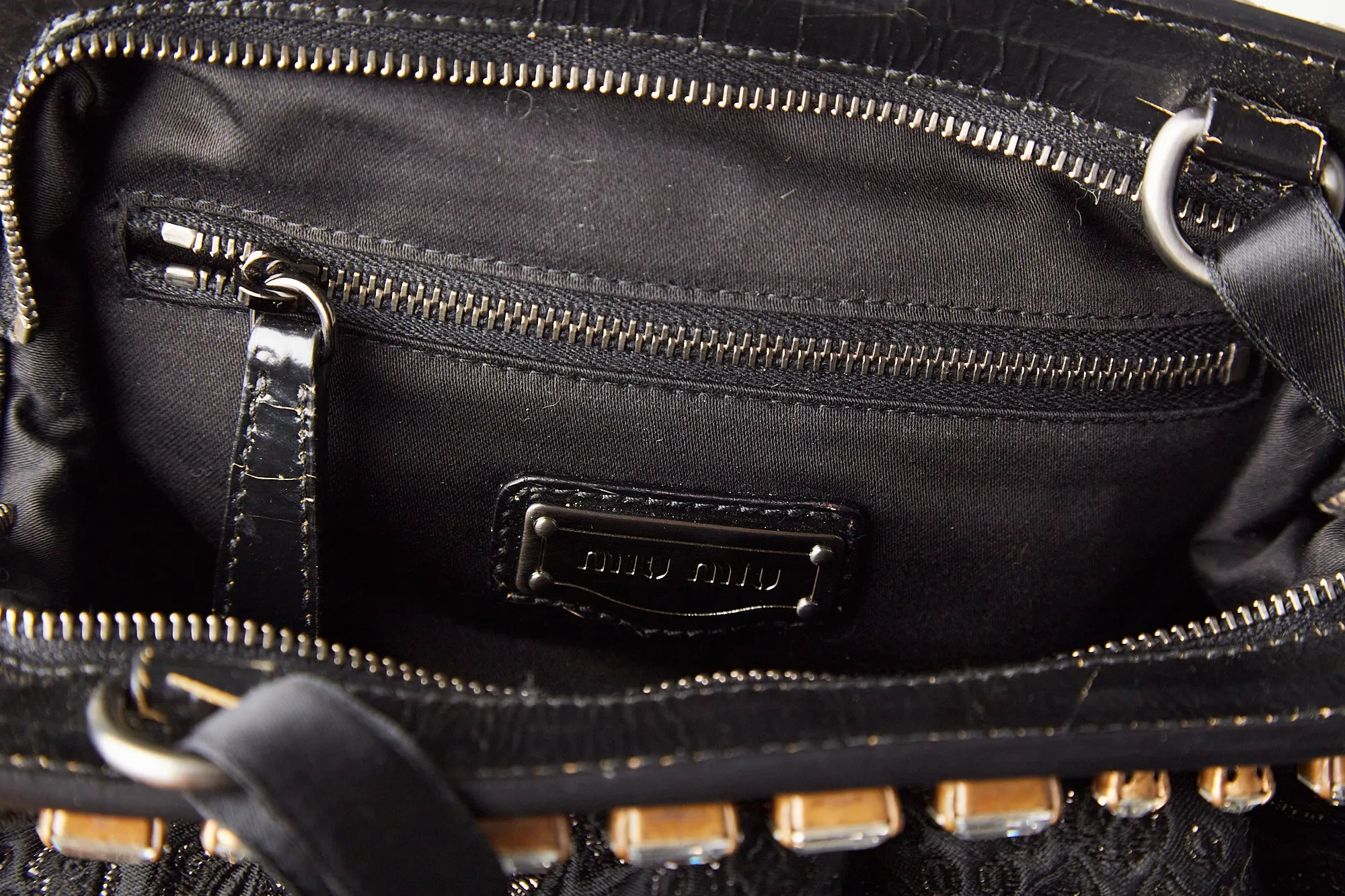 Miu Miu Black Logo Rhinestone Bag