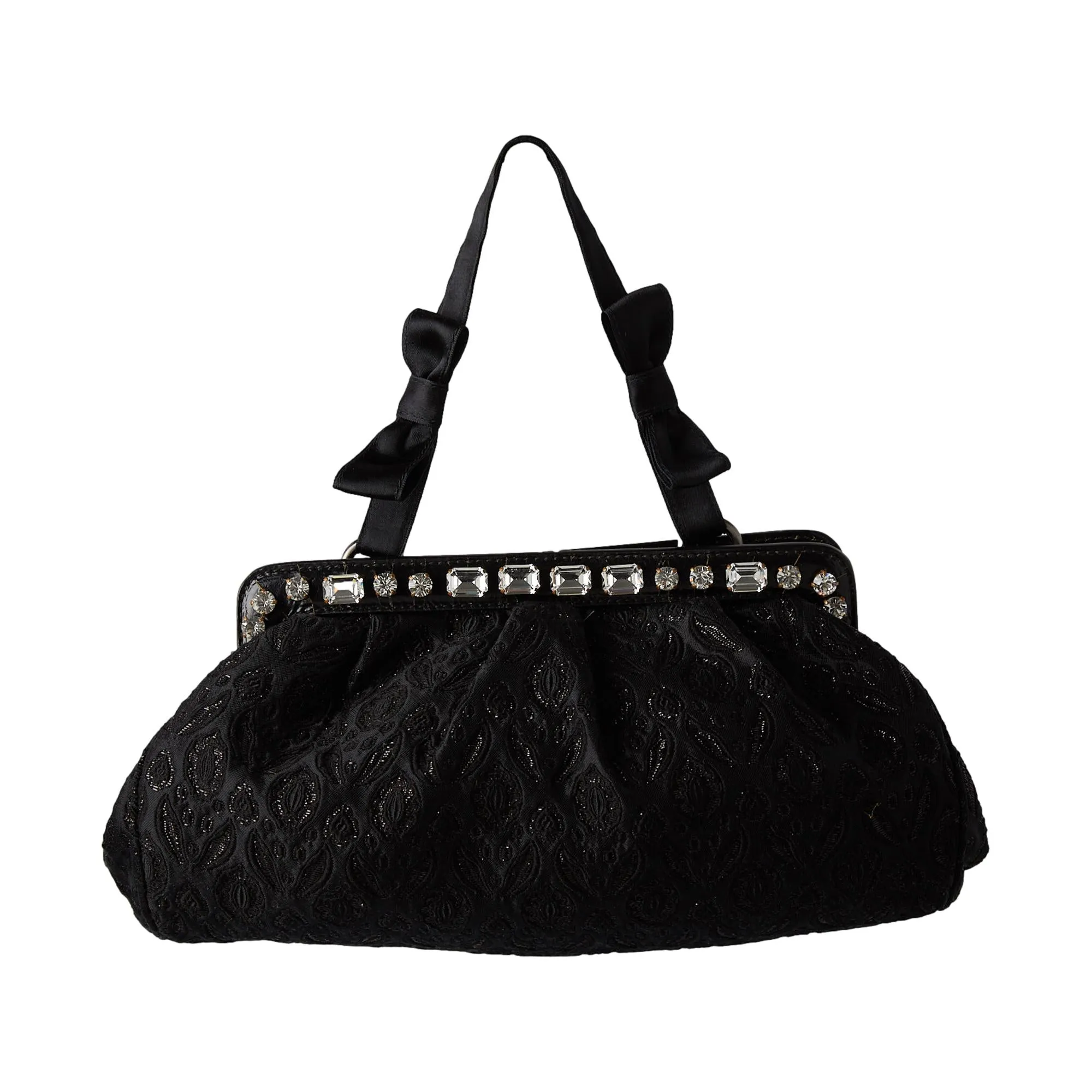 Miu Miu Black Logo Rhinestone Bag