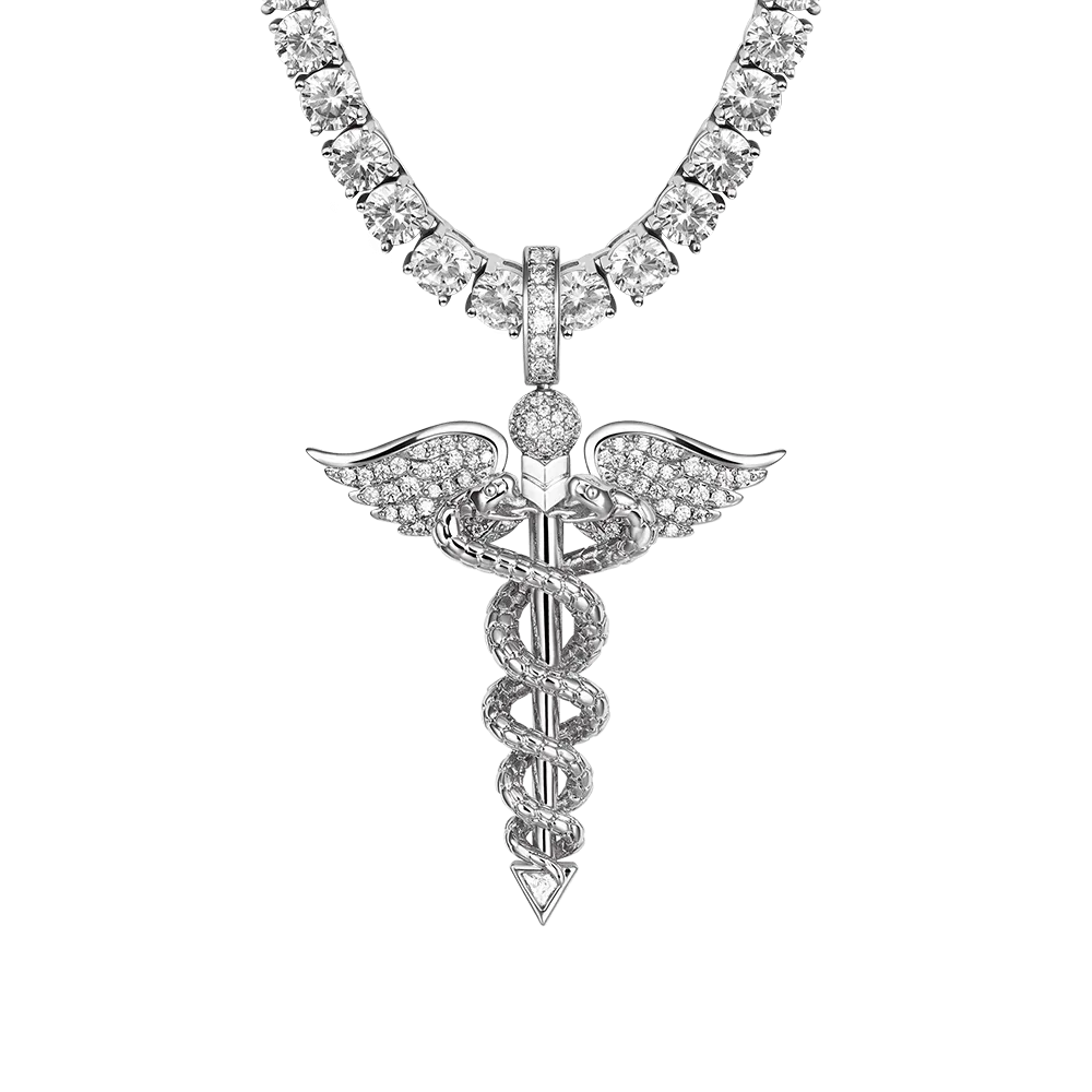 Moissanite Staff of Hermes Pendant