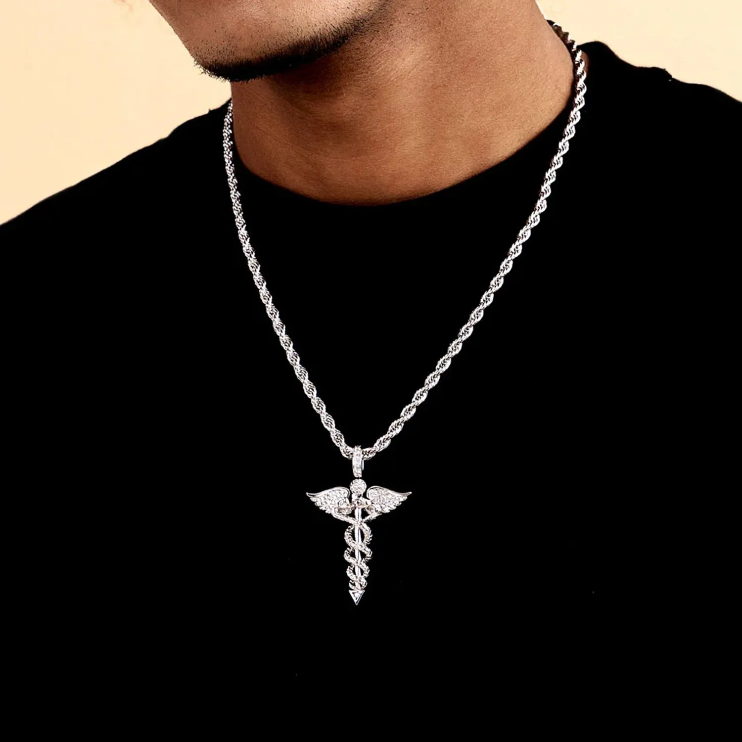 Moissanite Staff of Hermes Pendant