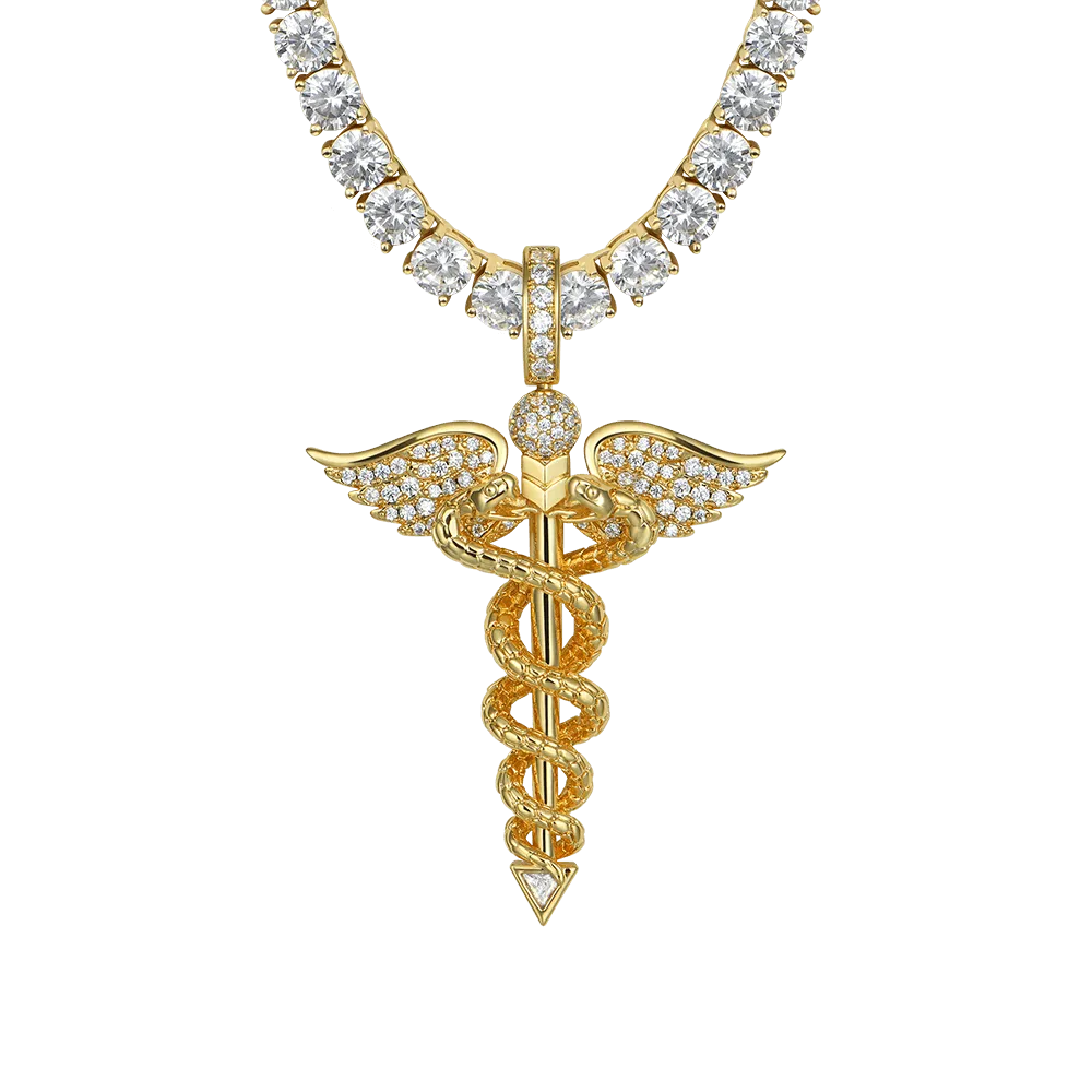 Moissanite Staff of Hermes Pendant