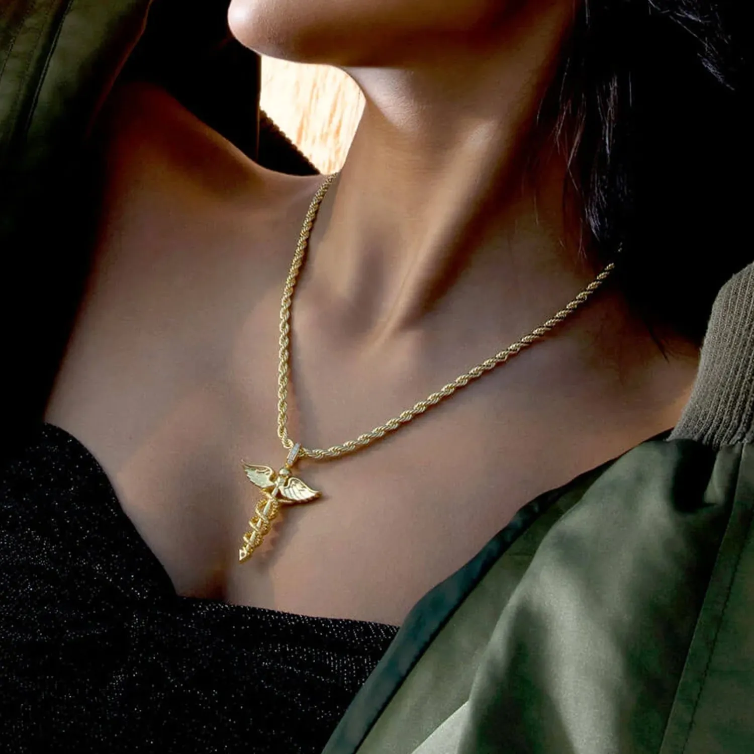 Moissanite Staff of Hermes Pendant