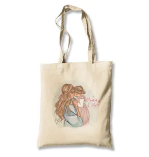 Mommy and Me White Canvas Totebag