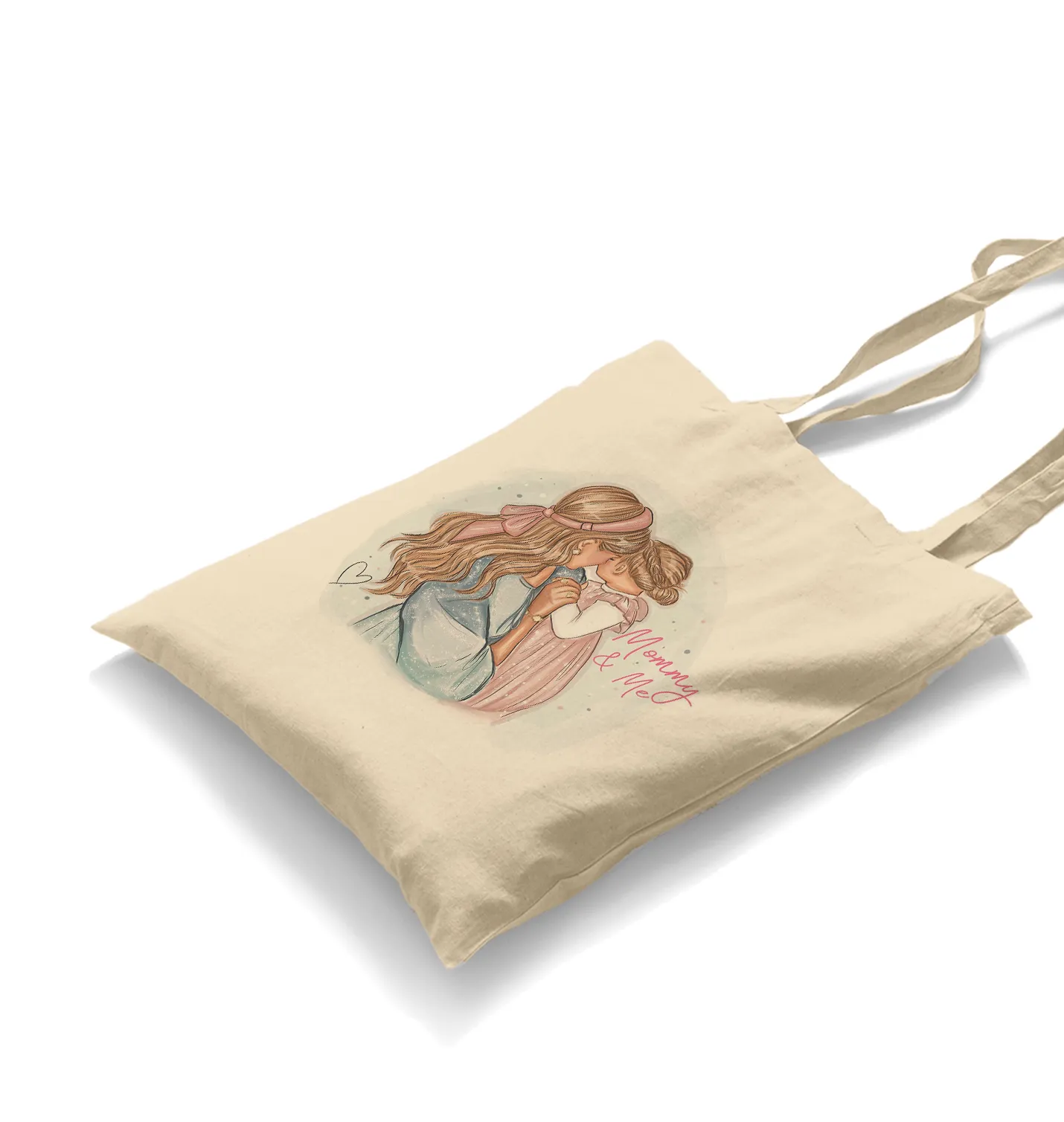 Mommy and Me White Canvas Totebag