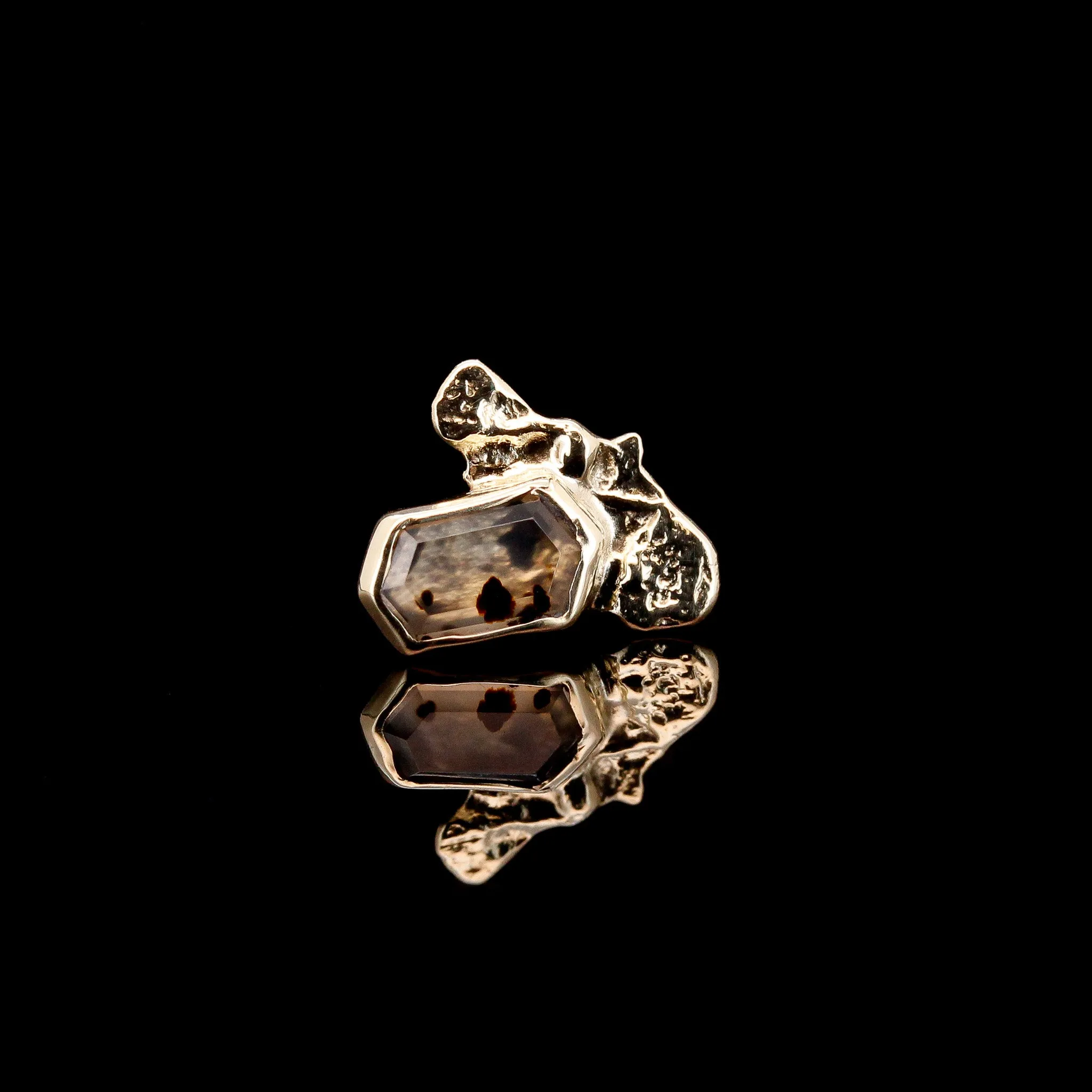 Montana Agate in 14kt Yellow Gold- 14ga Threaded end
