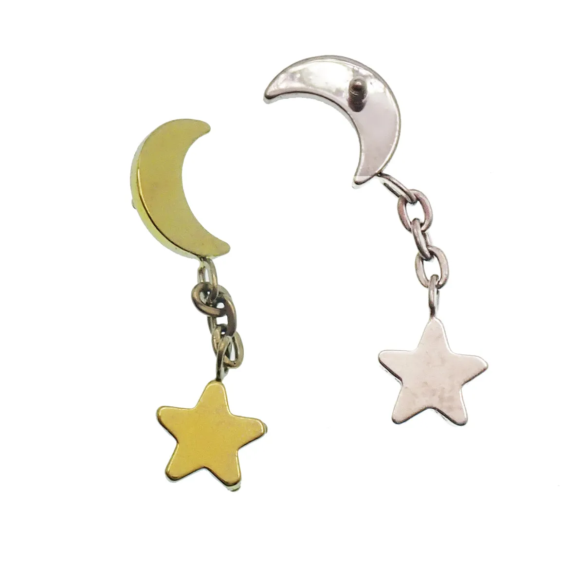 Moon star Dangle helix piercing  14g, 16g, 18g