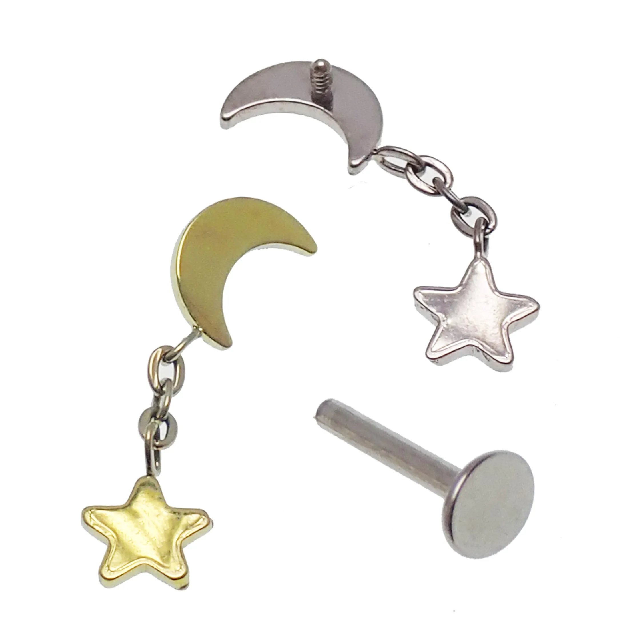 Moon star Dangle helix piercing  14g, 16g, 18g