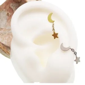 Moon star Dangle helix piercing  14g, 16g, 18g