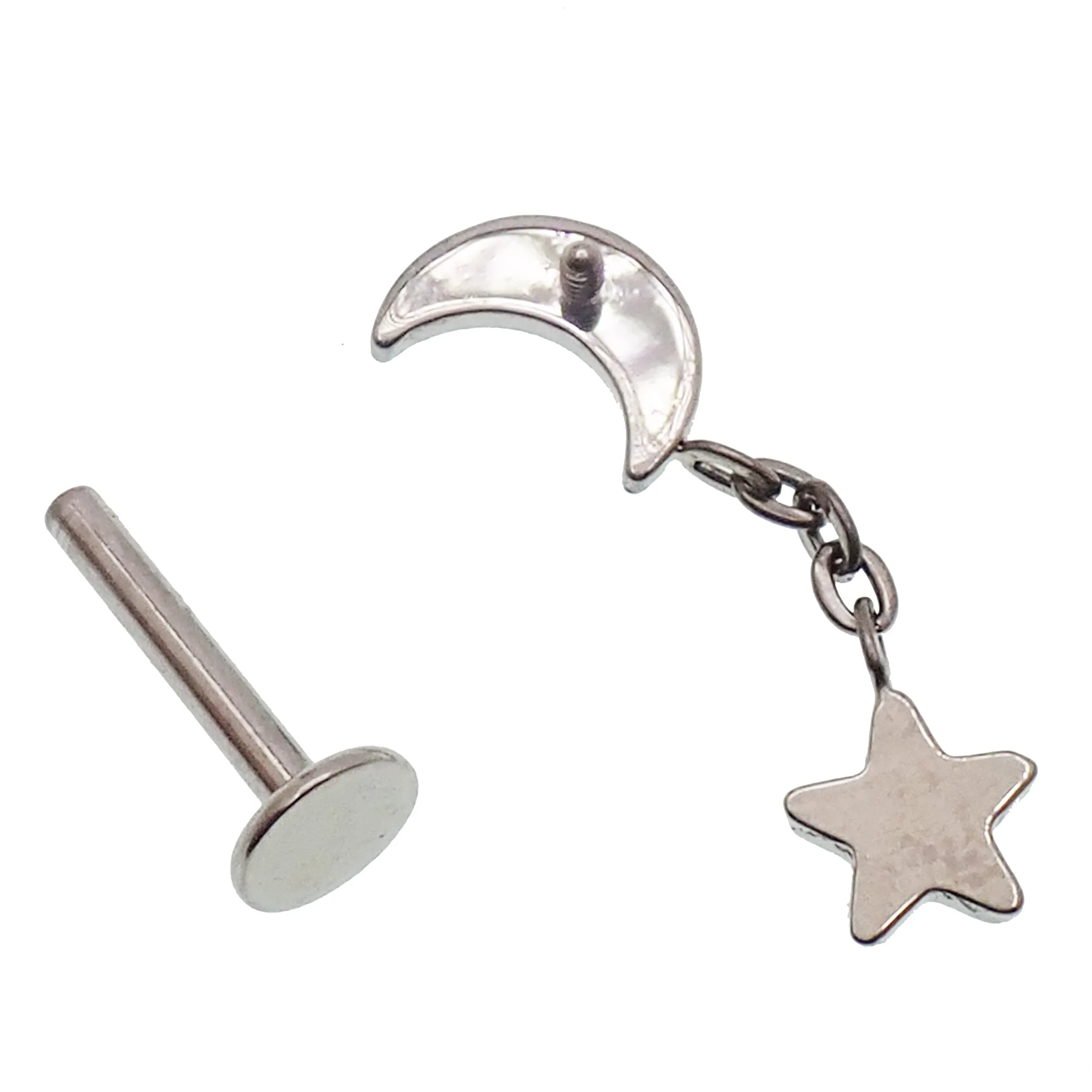 Moon star Dangle helix piercing  14g, 16g, 18g
