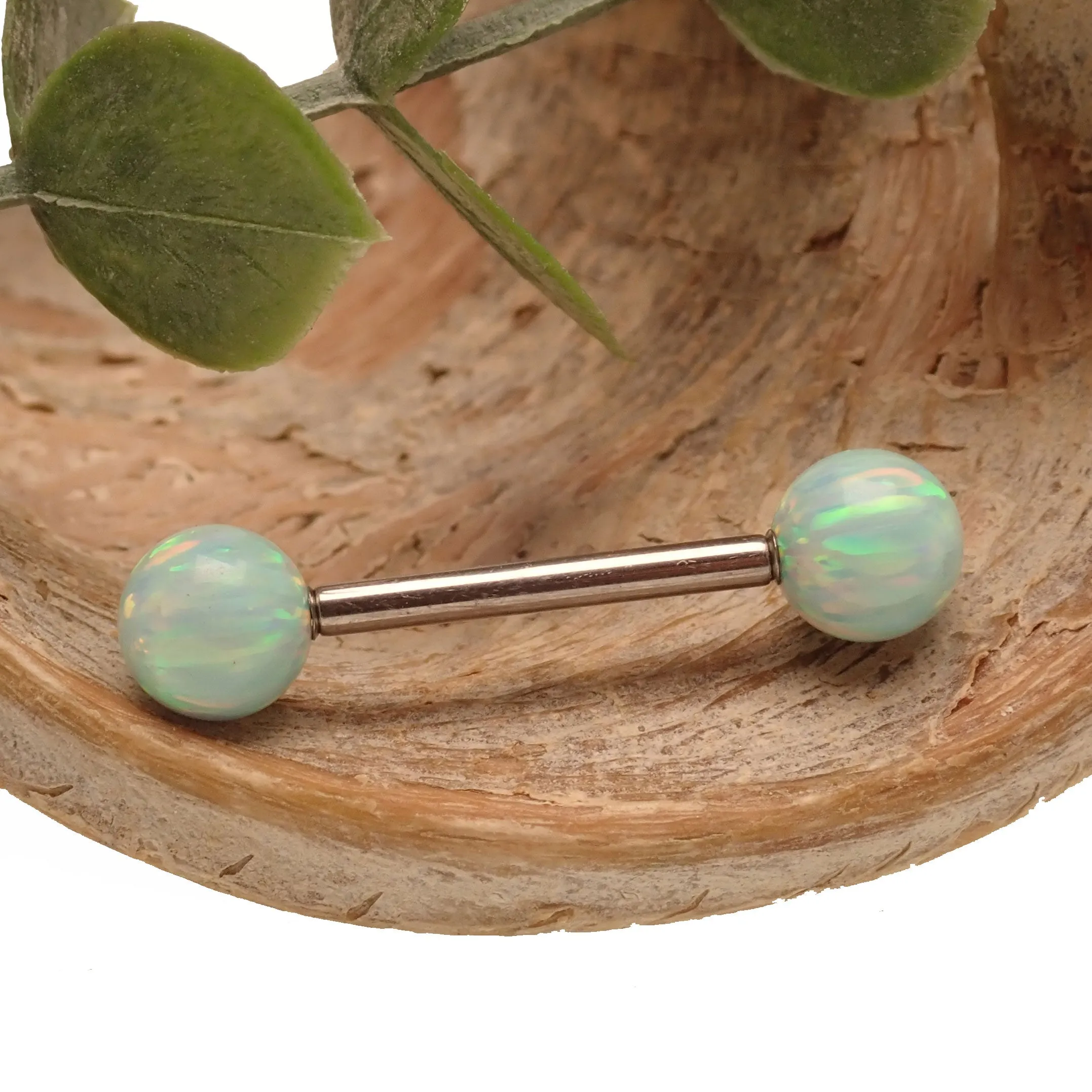 Moon Yellow 5mm, 6mm Opal Titanium Nipple Ring 14g, 12g