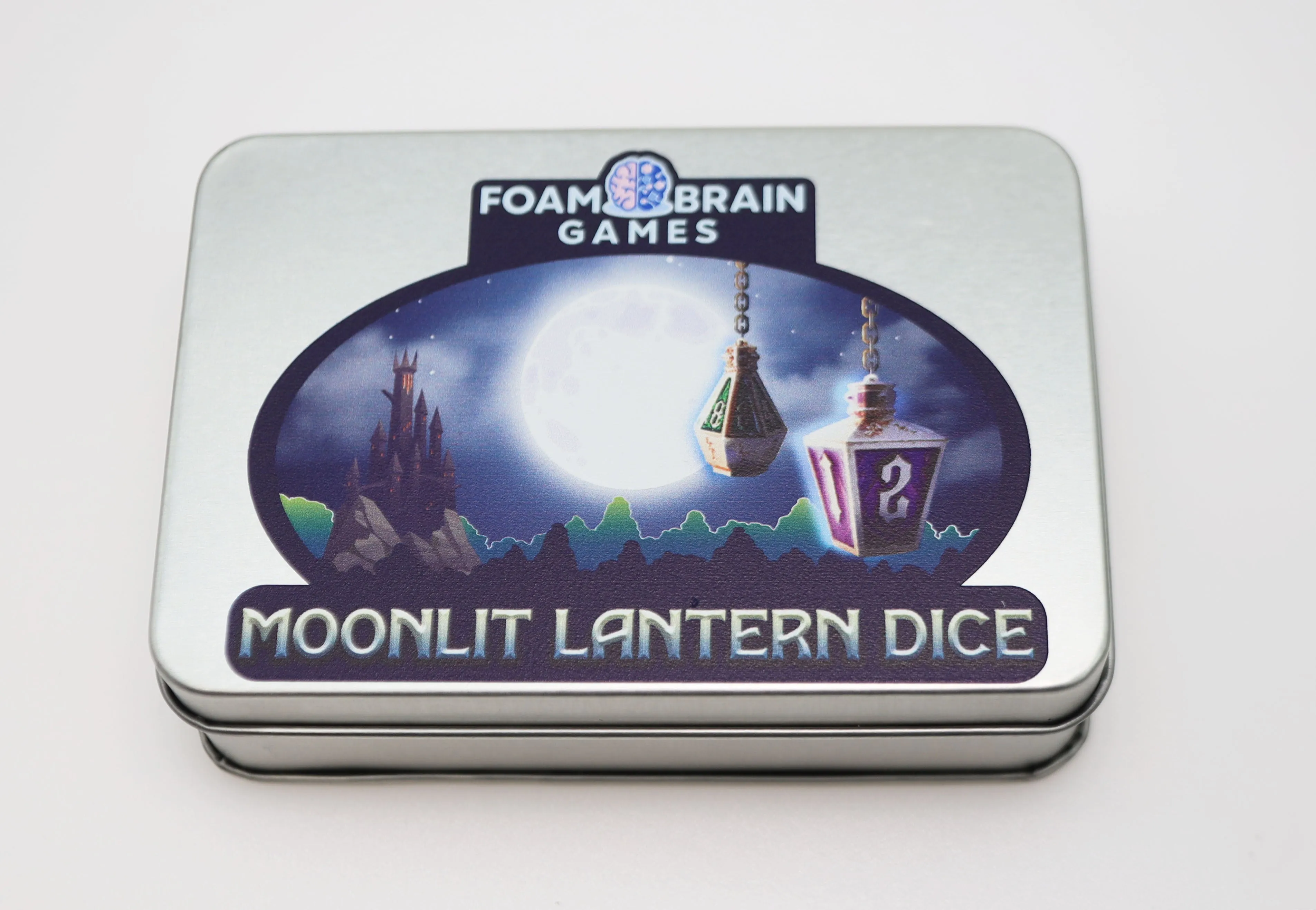 Moonlit Lantern: Silvered Acidfire - Metal RPG Dice Set