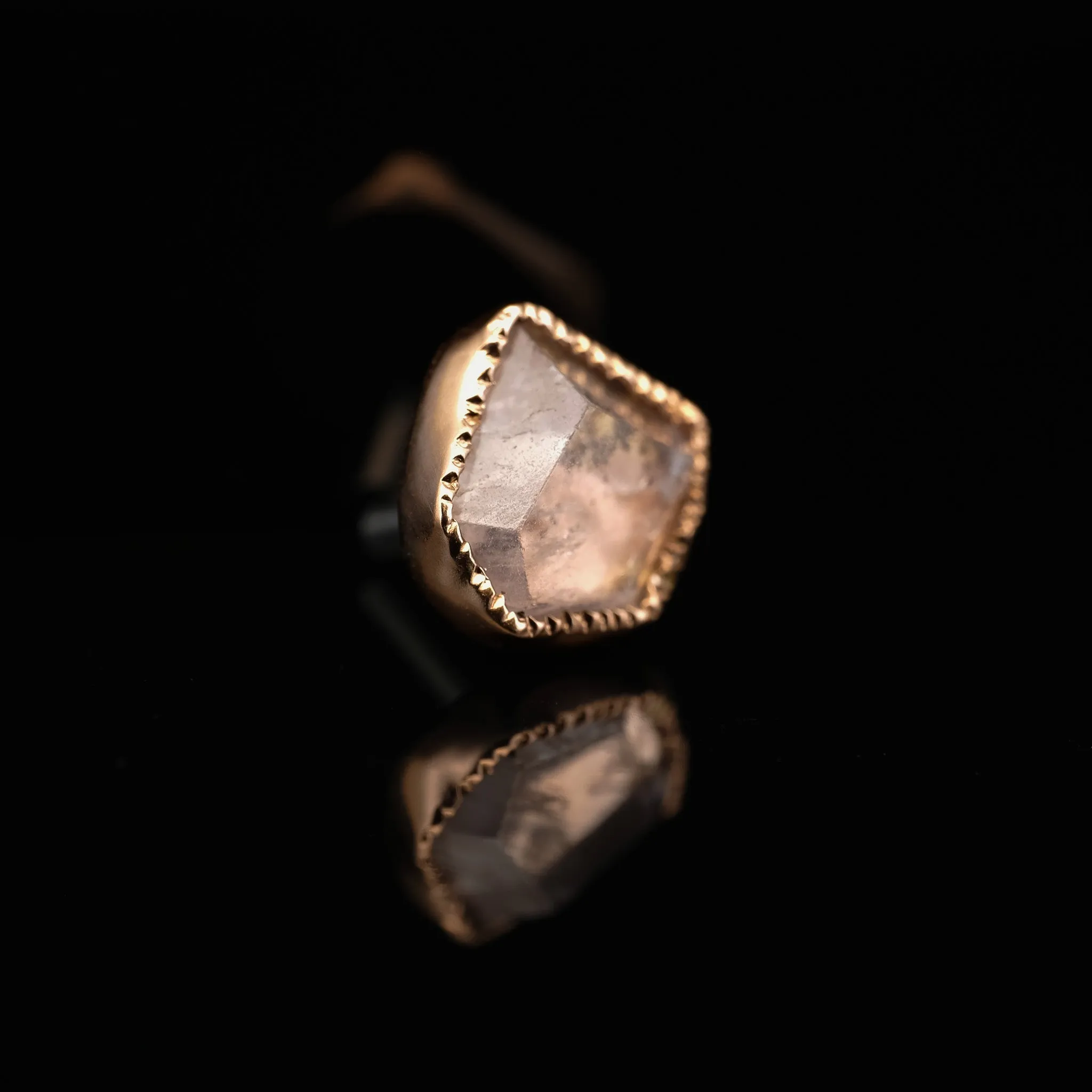 Morganite in Rose Gold  - Threaded End - 14ga