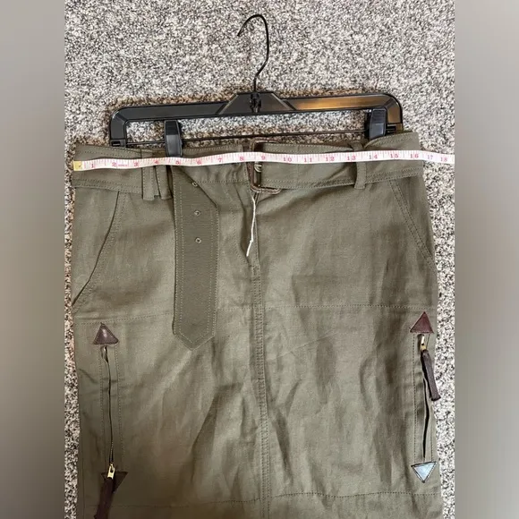 Moschino Military Green Cargo Belted Skirt Size 8 Designer Trendy Chic Gorpcore