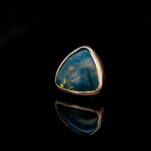 Moss Agate Trilliant in 14kt Rose Gold - 14ga Threaded End
