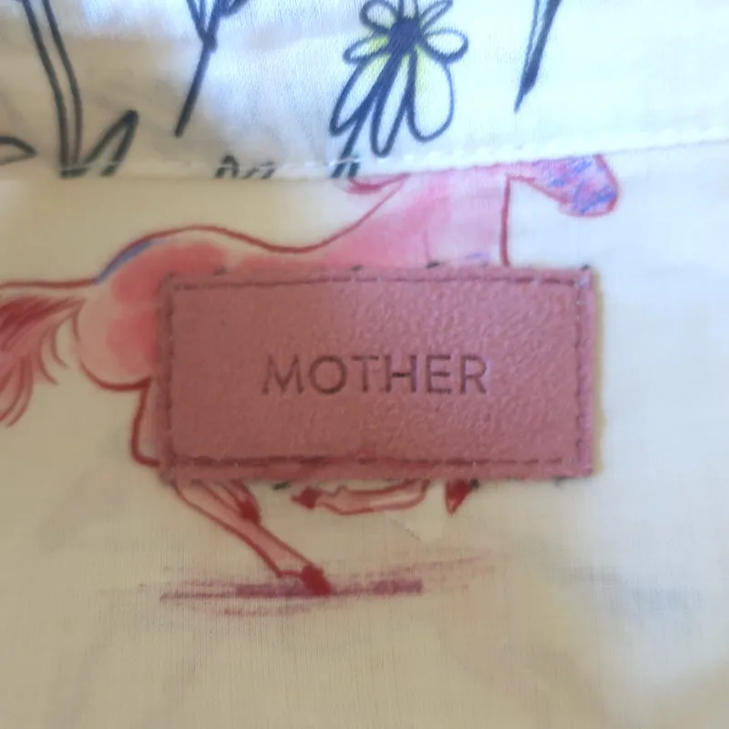 MOTHER The New To Town Shirtdress Cream Goodbye Horses Print Size Medium