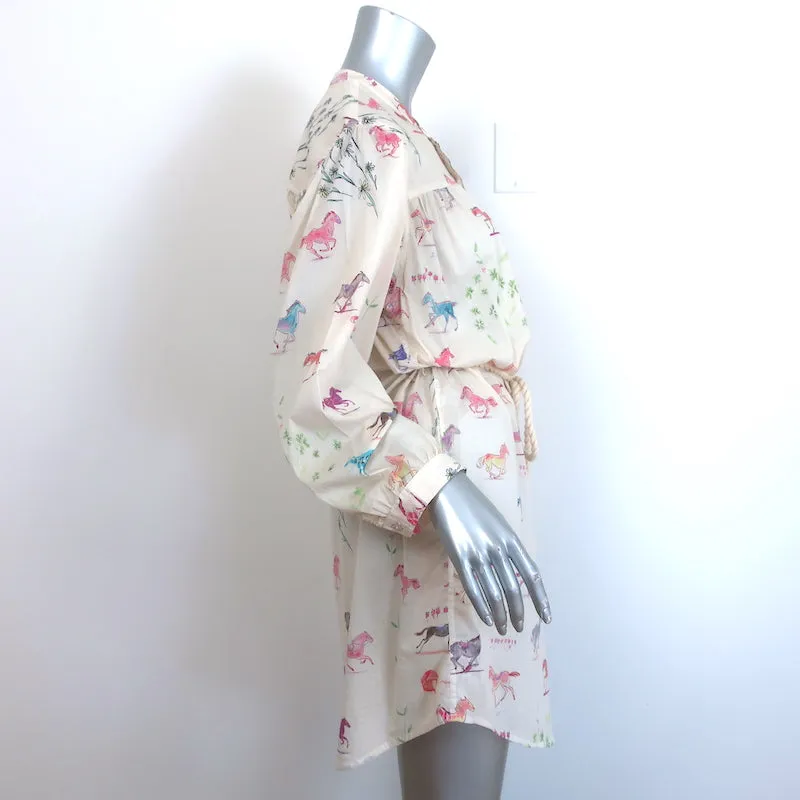MOTHER The New To Town Shirtdress Cream Goodbye Horses Print Size Medium