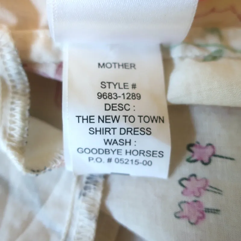 MOTHER The New To Town Shirtdress Cream Goodbye Horses Print Size Medium