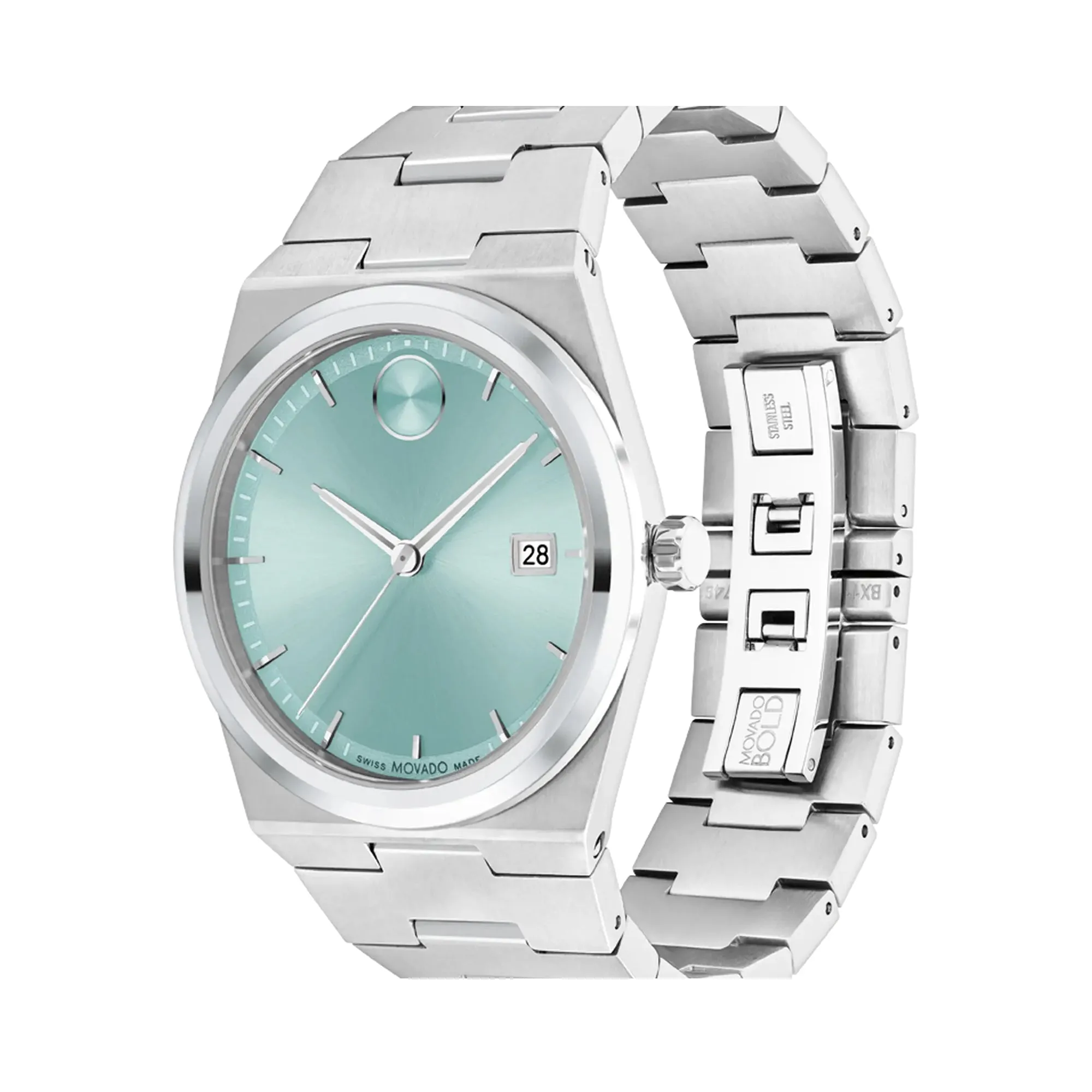 Movado Bold Men's Watch Silver Tone Case Blue Dial Quartz