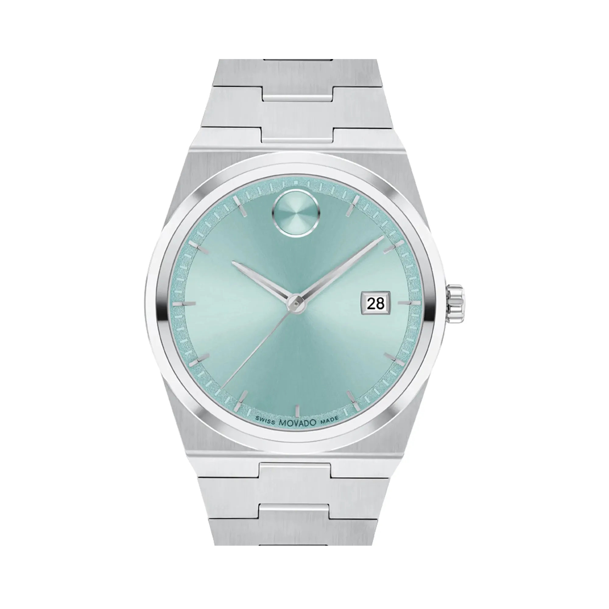 Movado Bold Men's Watch Silver Tone Case Blue Dial Quartz