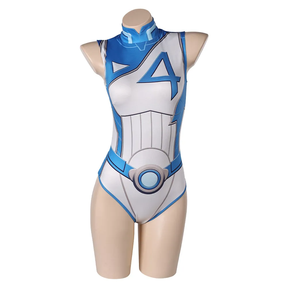 Mv Rivals Susan Storm Invisible Woman Cosplay Costume Female Blue White Swimwear Halloween Carnival Suit