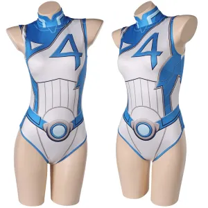 Mv Rivals Susan Storm Invisible Woman Cosplay Costume Female Blue White Swimwear Halloween Carnival Suit