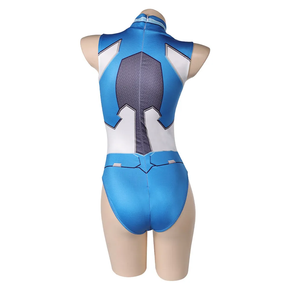 Mv Rivals Susan Storm Invisible Woman Cosplay Costume Female Blue White Swimwear Halloween Carnival Suit