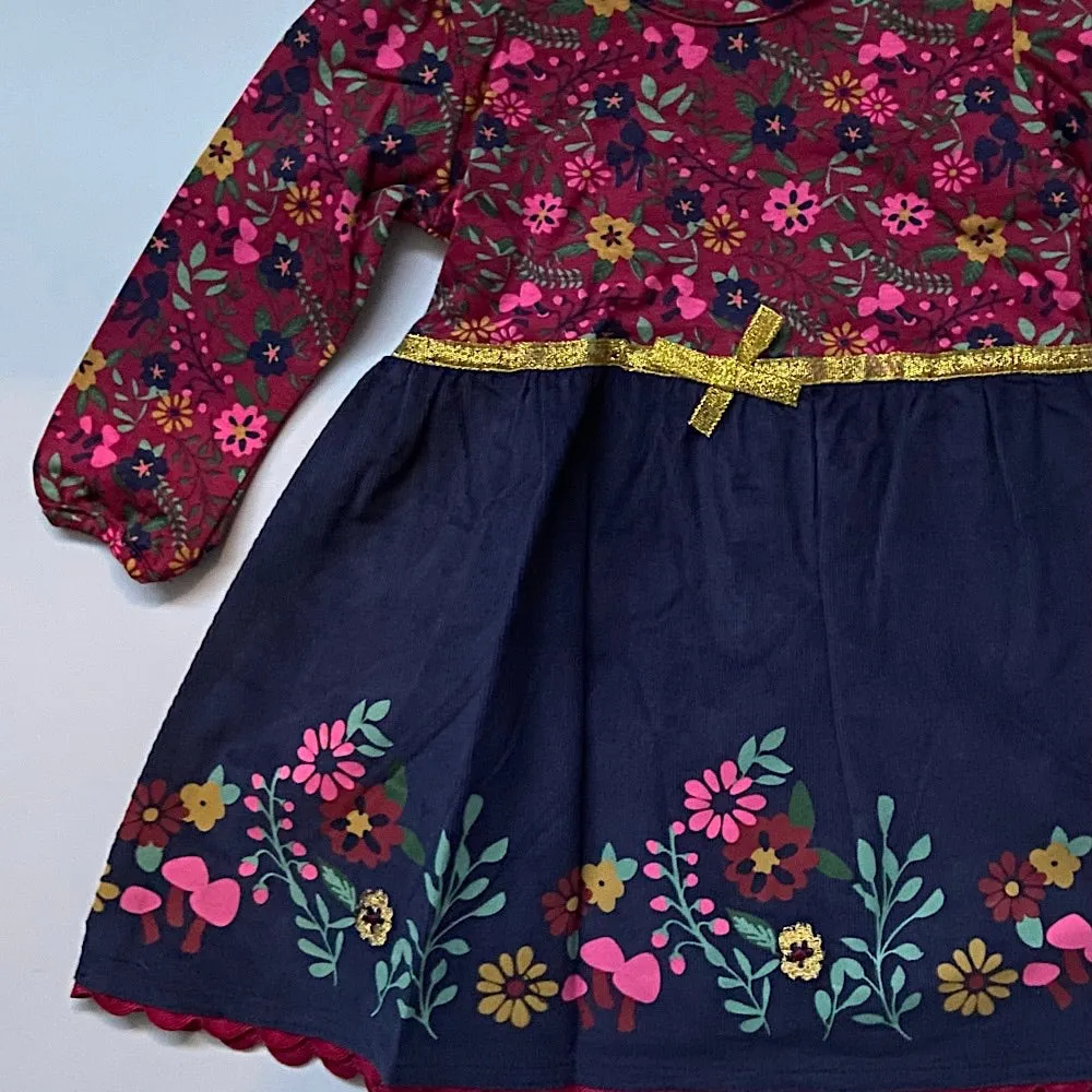 Navy floral cord dress