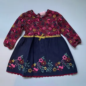 Navy floral cord dress