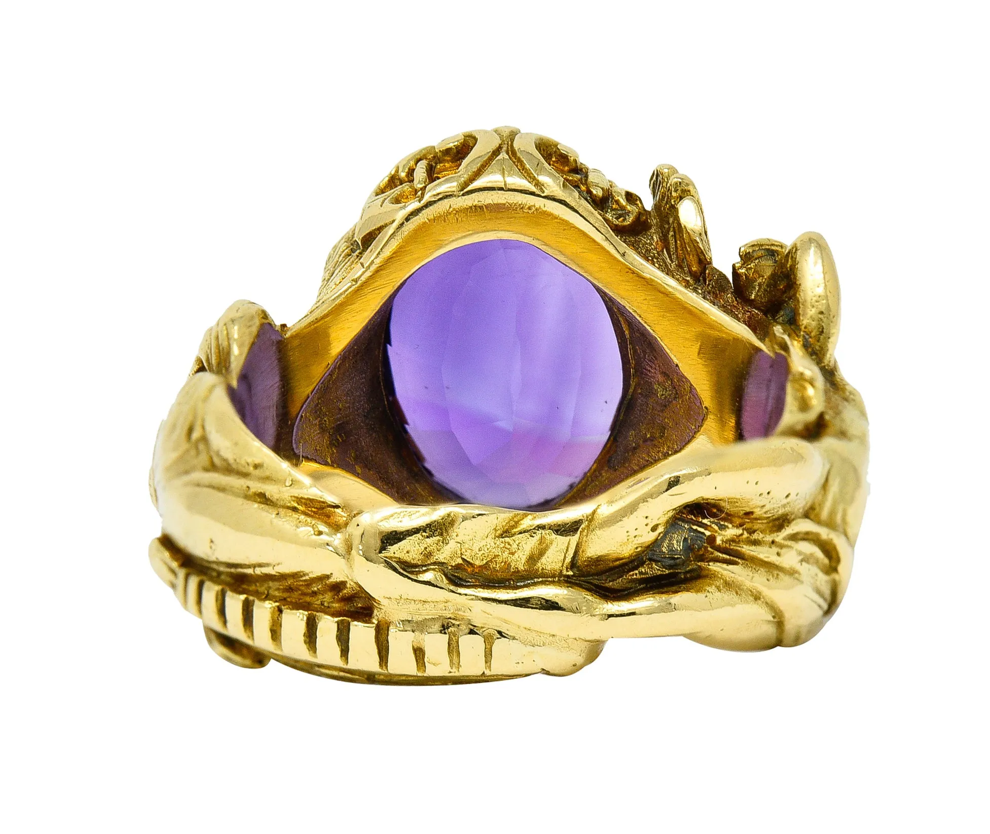 Neoclassical Amethyst 18 Karat Gold Hellenistic Hermes Demeter Signet Ring