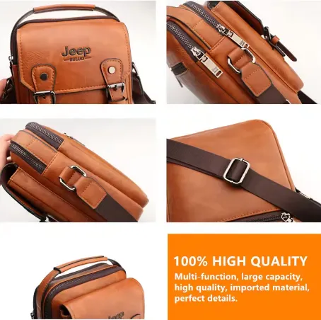 NEW JEEP BULUO Multifunction Men's Business Bags Large Capacity Leather Shoulder Bag Big Brand Messenger Bag