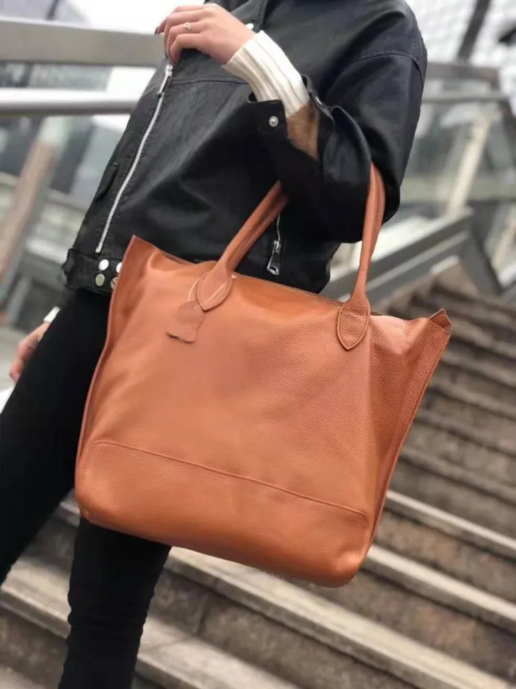 New simple super large capacity soft leather tote bag -shoulder  bag