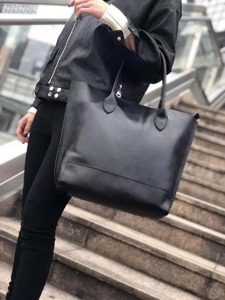 New simple super large capacity soft leather tote bag -shoulder  bag