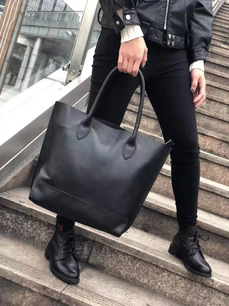New simple super large capacity soft leather tote bag -shoulder  bag