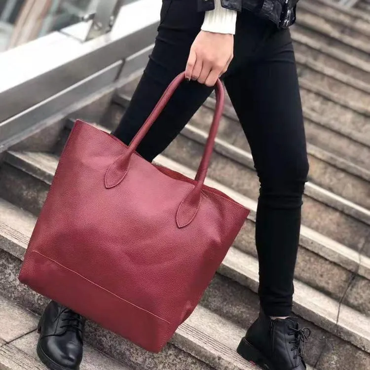 New simple super large capacity soft leather tote bag -shoulder  bag