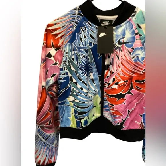 Nike Women's Floral Bomber Jacket Multicolor Size XS Zip Closure