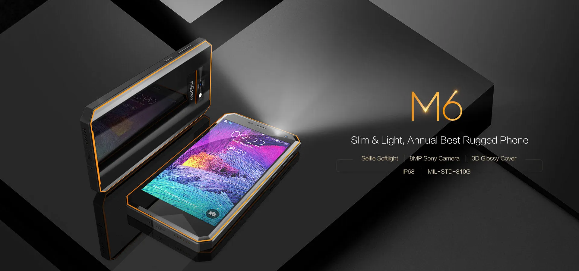 Nomu M6 smartphone 5.0"" 2GB 16GB MTK6737T Android 6.0 13.0MP 1280x720 3000mAh IP68 Waterproof Mobile Phone Black