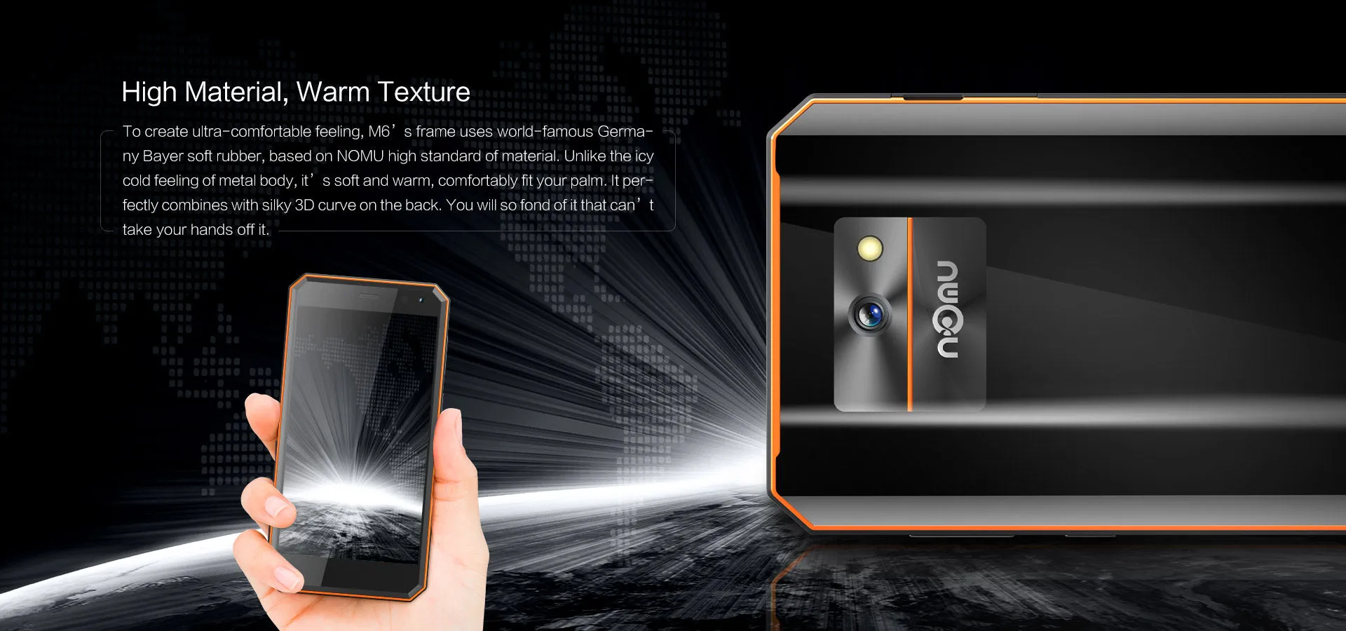Nomu M6 smartphone 5.0"" 2GB 16GB MTK6737T Android 6.0 13.0MP 1280x720 3000mAh IP68 Waterproof Mobile Phone Black