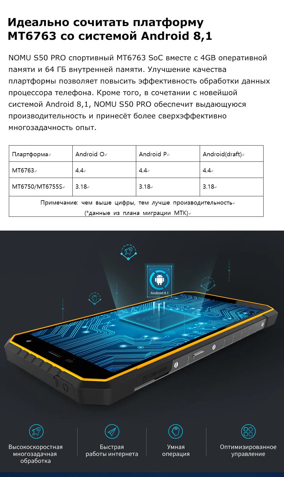 Nomu S50 Pro 2019 Smartphone Android 8.1 Waterproof Mobile Phones 5.72"" HD 8MP 16MP NFC Fingerprint Face ID Orange_4 64G